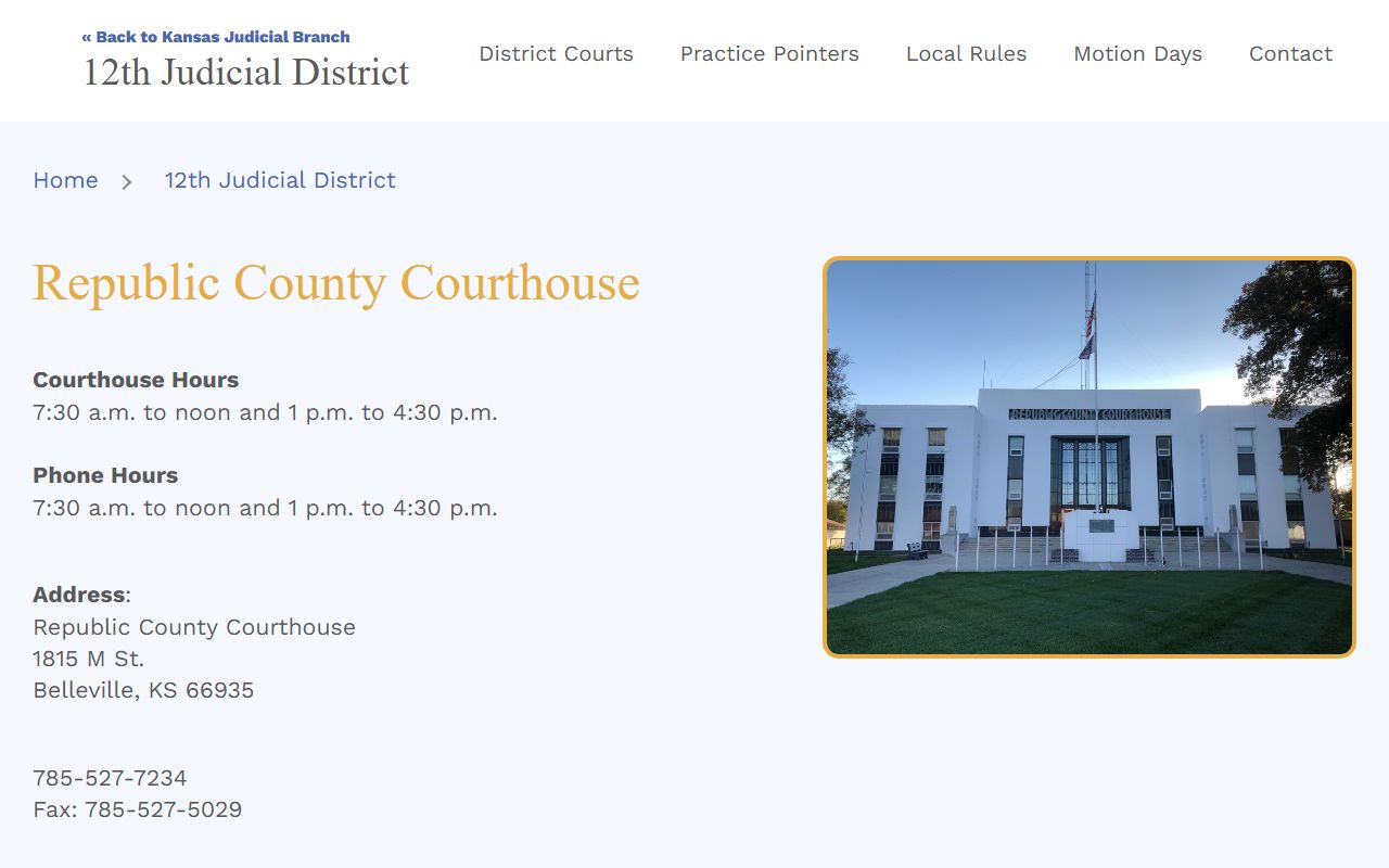 Republic County Courthouse page for court records after a jail arrest